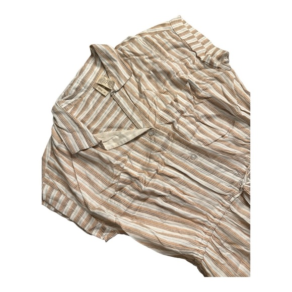 Japna Beige 100% Cotton Striped Midi Dress - Picture 3 of 5